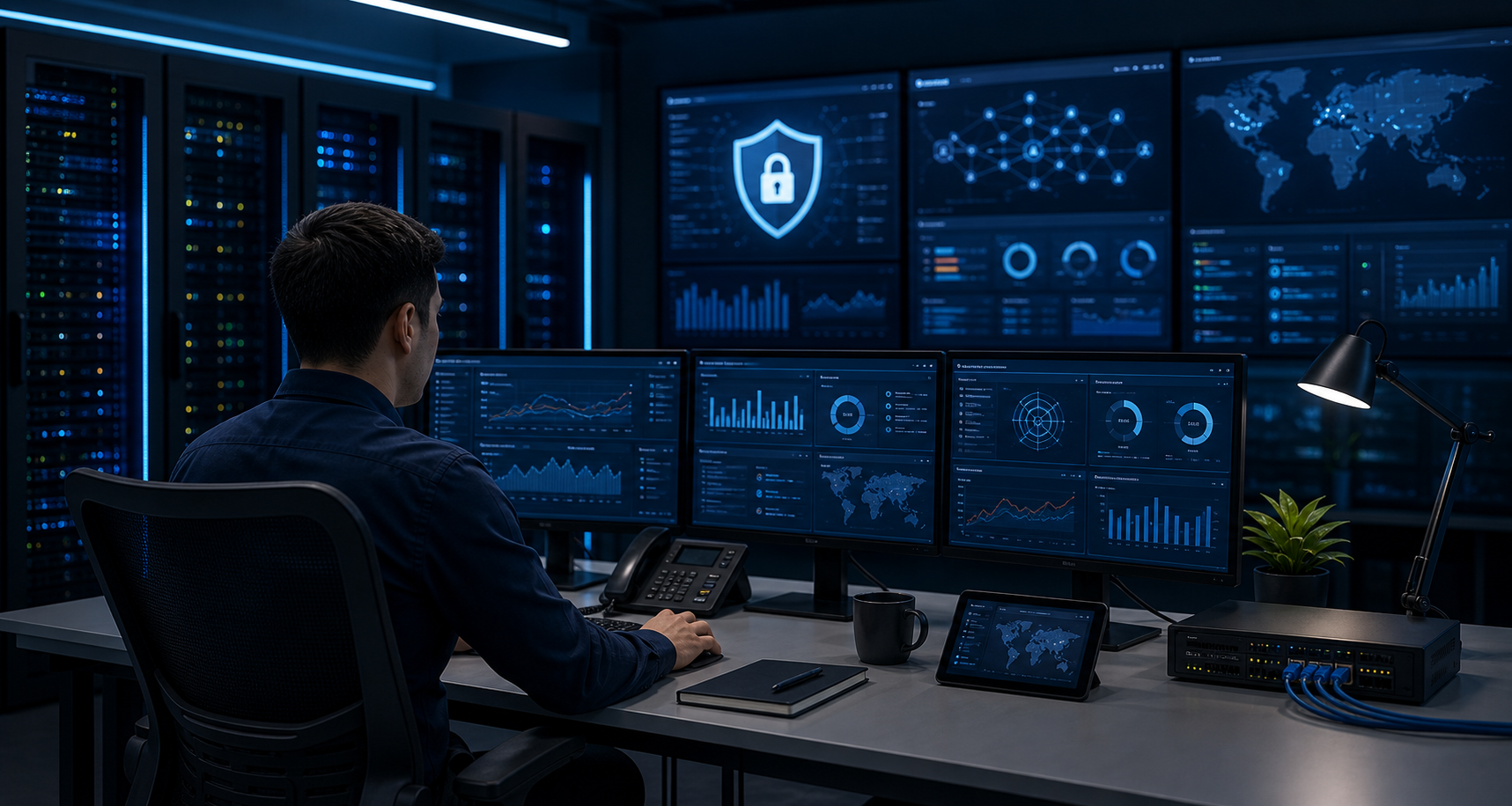 Cybersecurity operations and threat monitoring visual